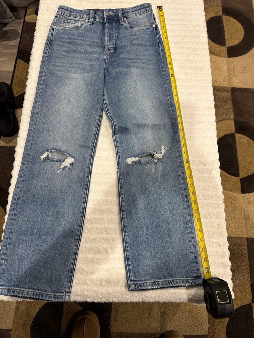 Blank NYC Light Blue Distressed Straight Leg Jeans